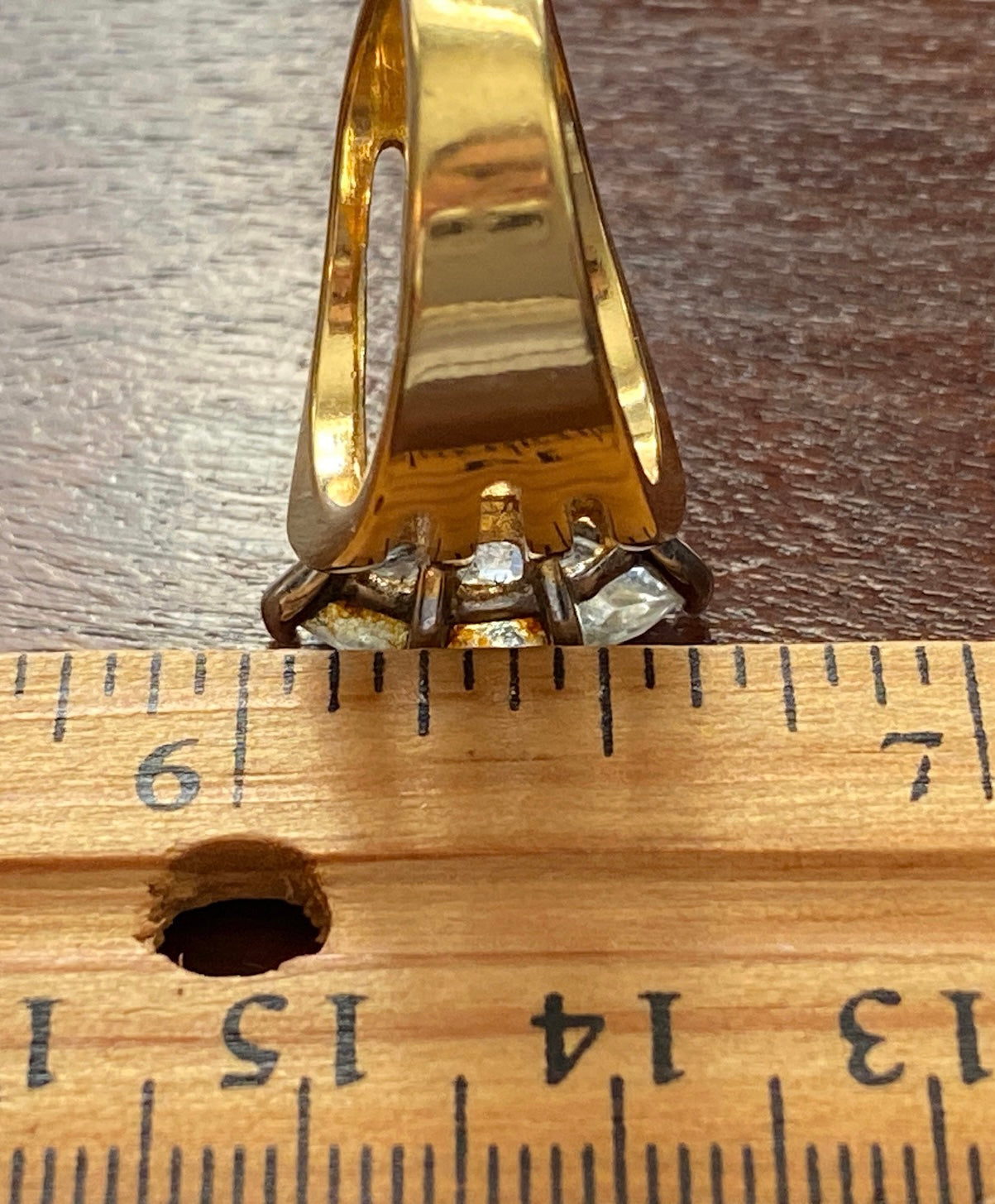 14k HGE Marquise CZ Solitaire Cocktail Ring Sz 6.5