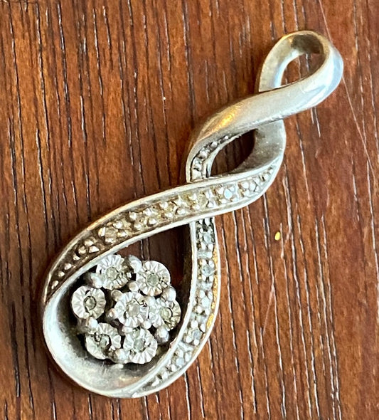Sterling Silver 925 Diamond Accent Drop Necklace Pendant