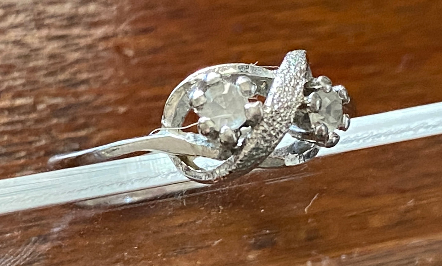 Vintage Sterling Silver Rhinestone Wrap Ring Sz 7