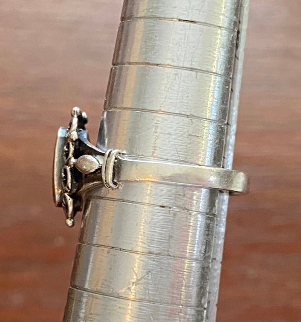 Sterling Silver Onyx Vintage Style Ring Sz 5.25 Signed JC