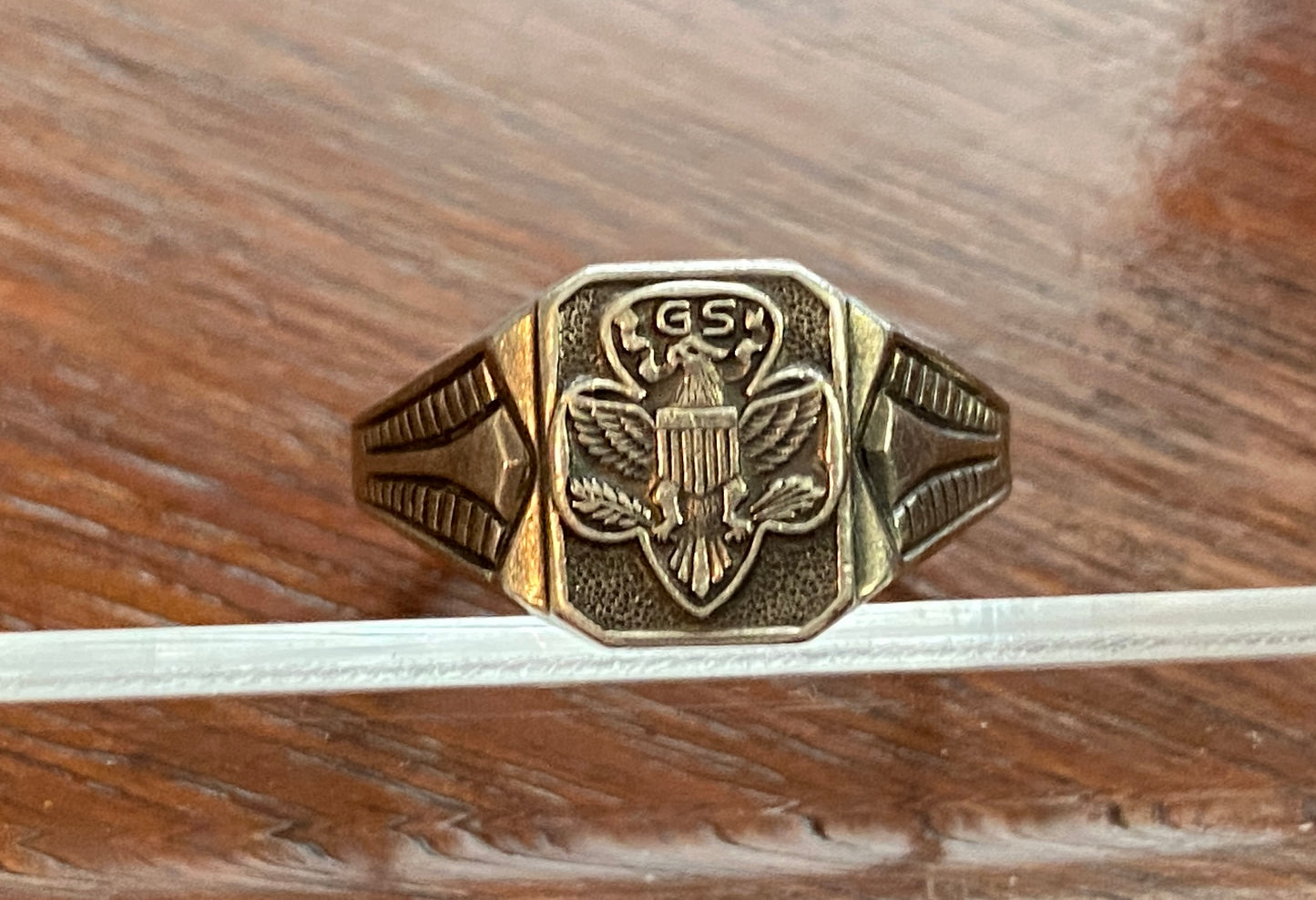 Vintage Sterling Silver Girl Scout Eagle Ring Adjustable Size