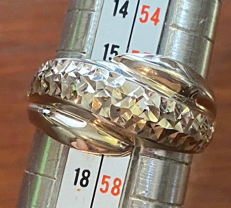 Sterling Silver 925 Wide Modern Style Ring Sz 7.50 Signed