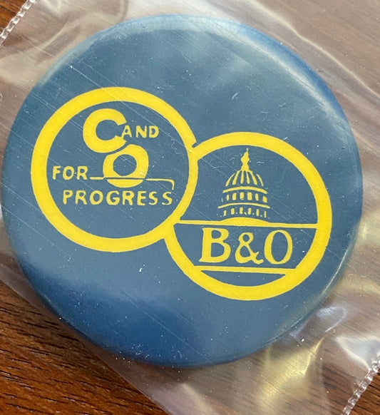 C and O for Progress B&O Pin Railroad Merger Button