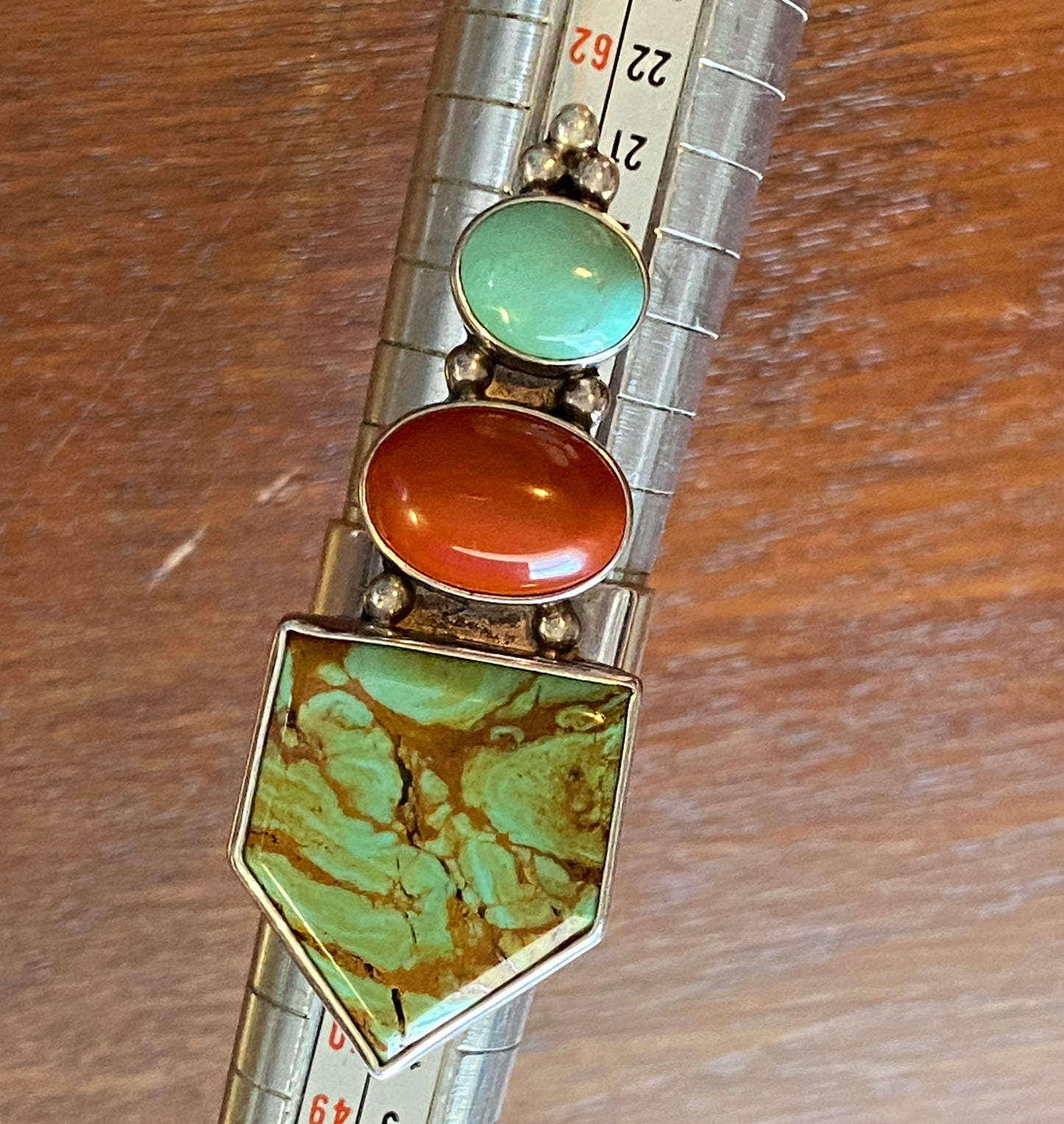 Darla N Sterling Silver 925 Large Statement Ring Sz 7 Turquoise Carnelian