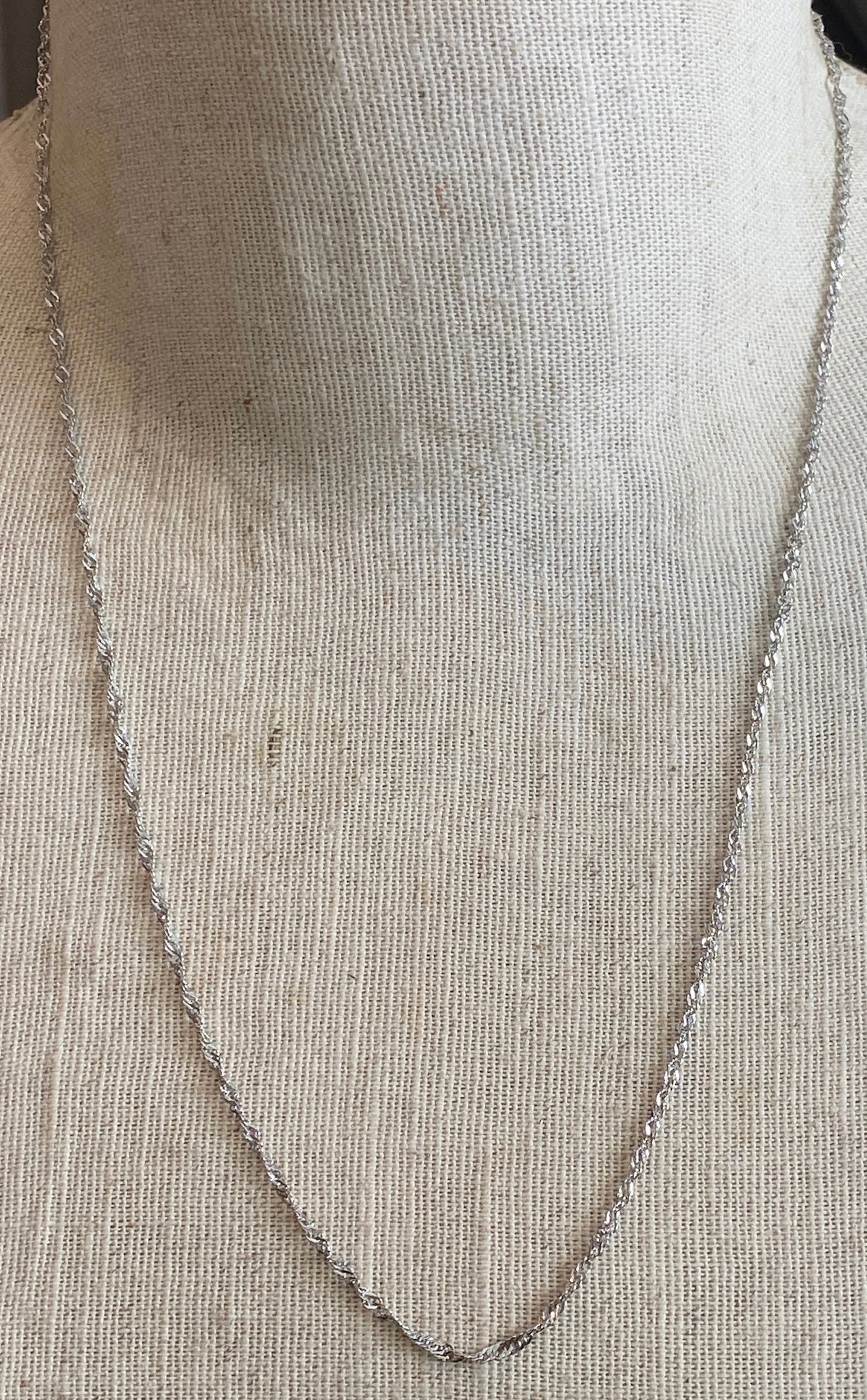 Milor 14k White Gold Twist Chain Necklace 22" Long