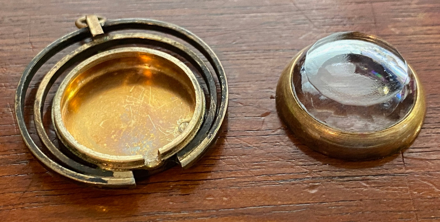 Vintage 10k Rolled Gold Watch Necklace Pendant Fob Case Only Faceted Crystal