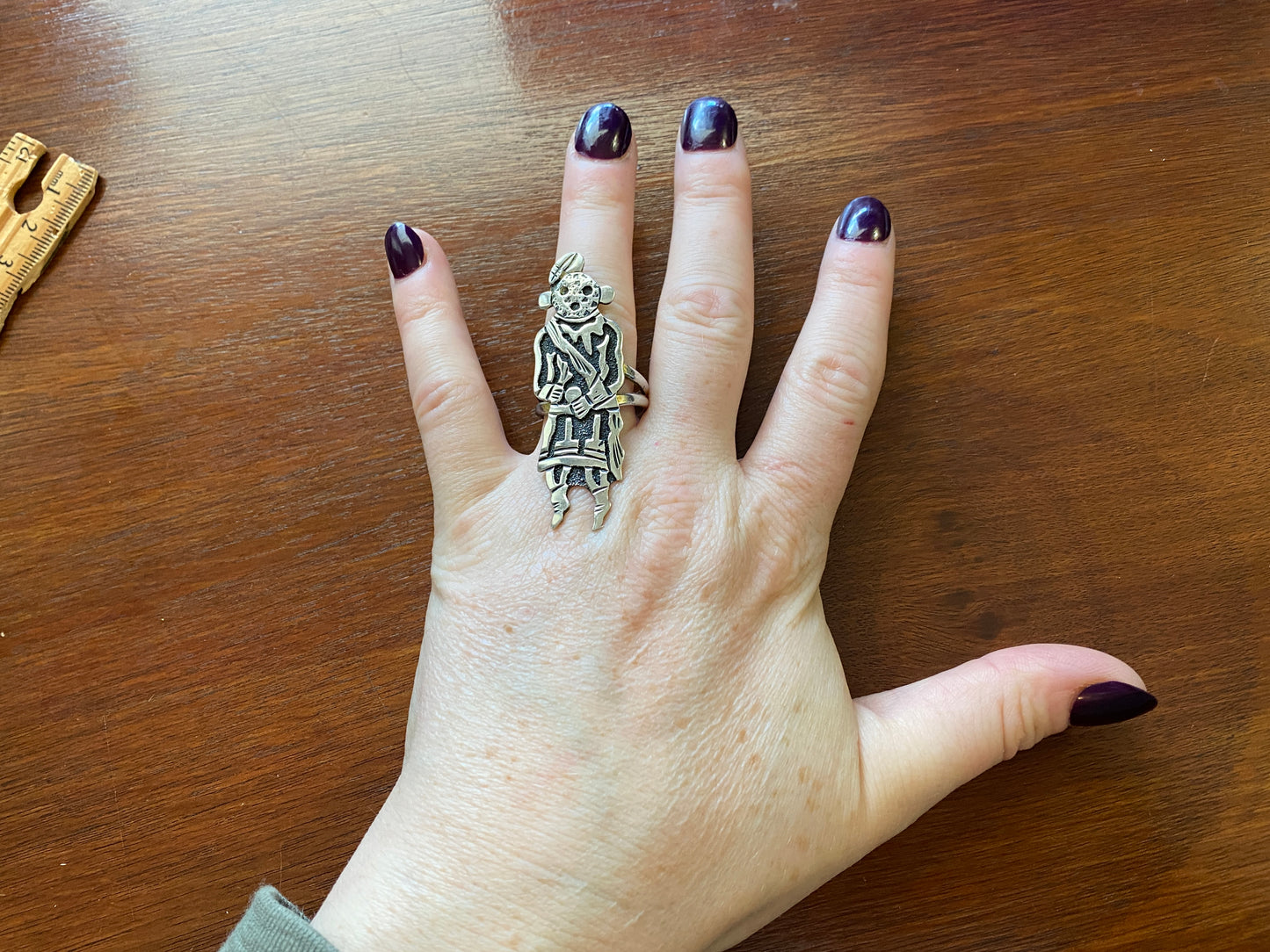 Vintage Signed R Singer Sterling Silver 925 Mudman Figural Ring Sz 9