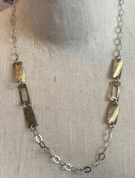 Sterling Silver 925 Brass Modern Style Chain Link Necklace