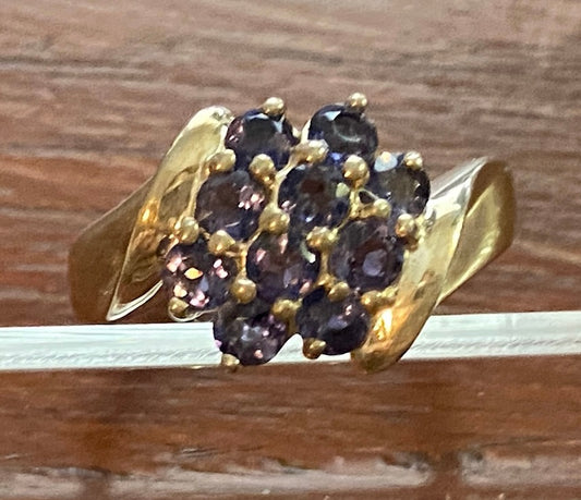 Sterling Silver 925 Amethyst Cluster Ring Sz 7.75 Signed CNA