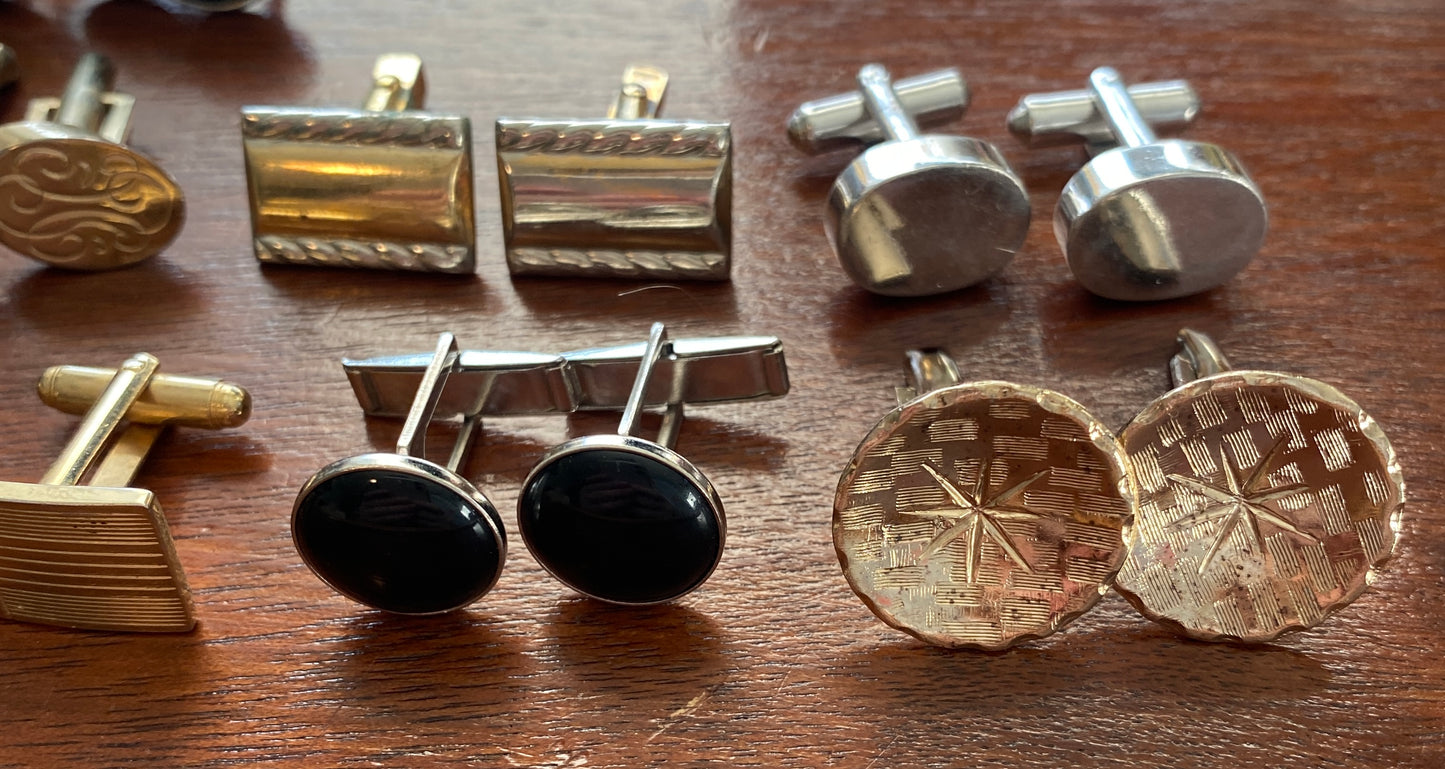 Vintage to Now Cufflink Lot Midcentury MCM Gold Silver Tone