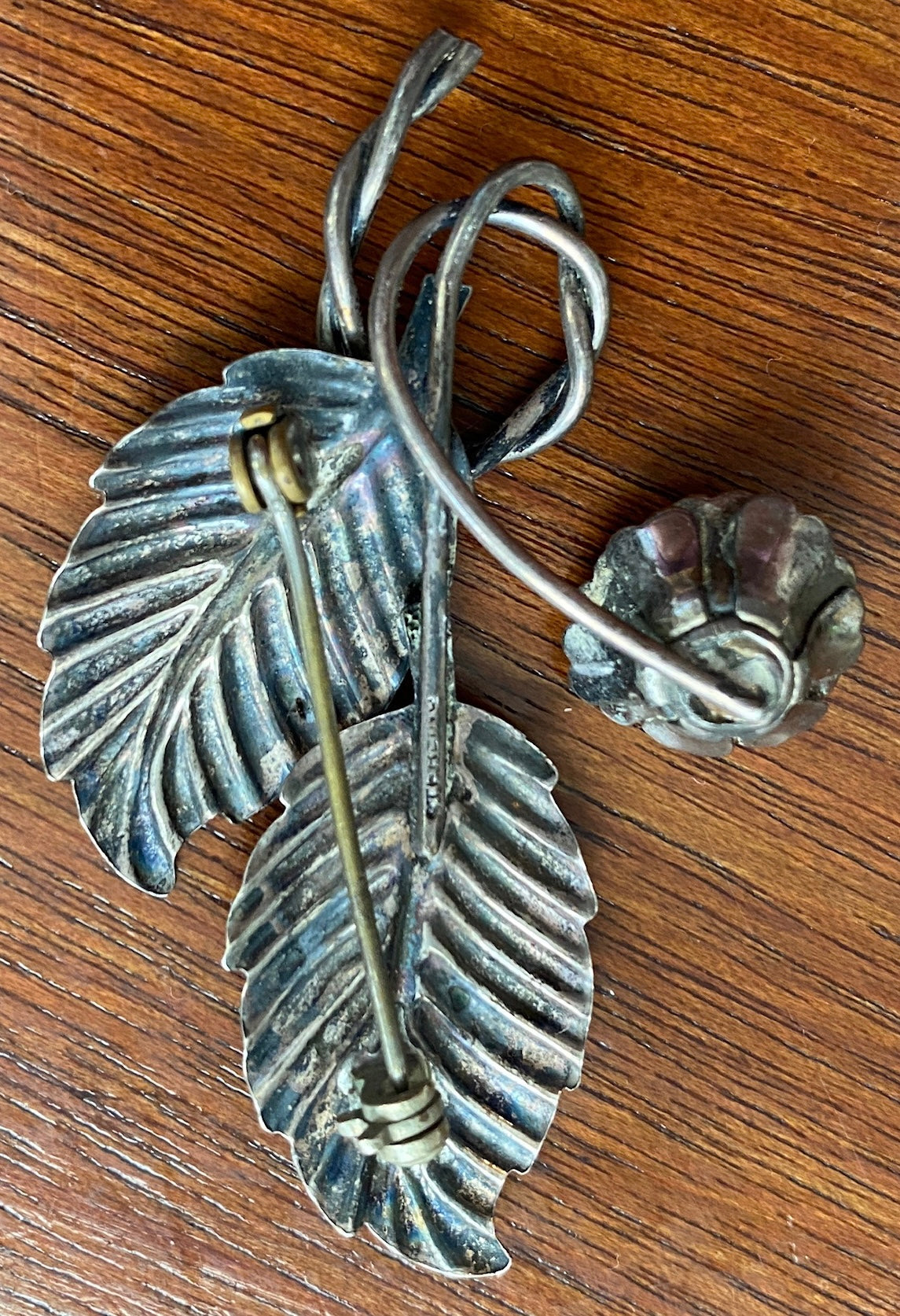 Vintage Sterling Silver 925 Flower Leaf Branch Brooch Pin
