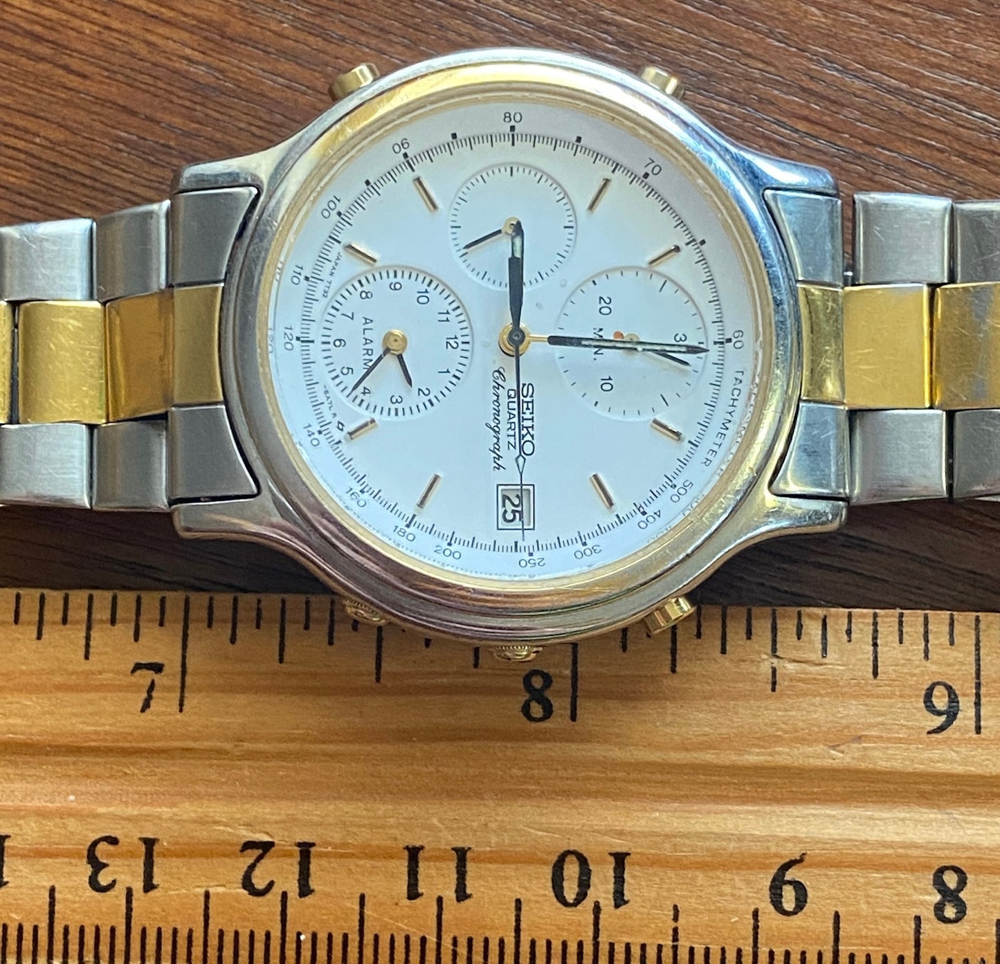 Mens Seiko Quartz Chronograph 7T32-6A50 A4 Wristwatch Tachymeter