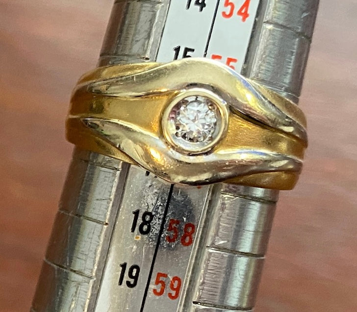 14k Two Tone Yellow Gold .10ctw Diamond Solitaire Custom Ring Sz 7.5