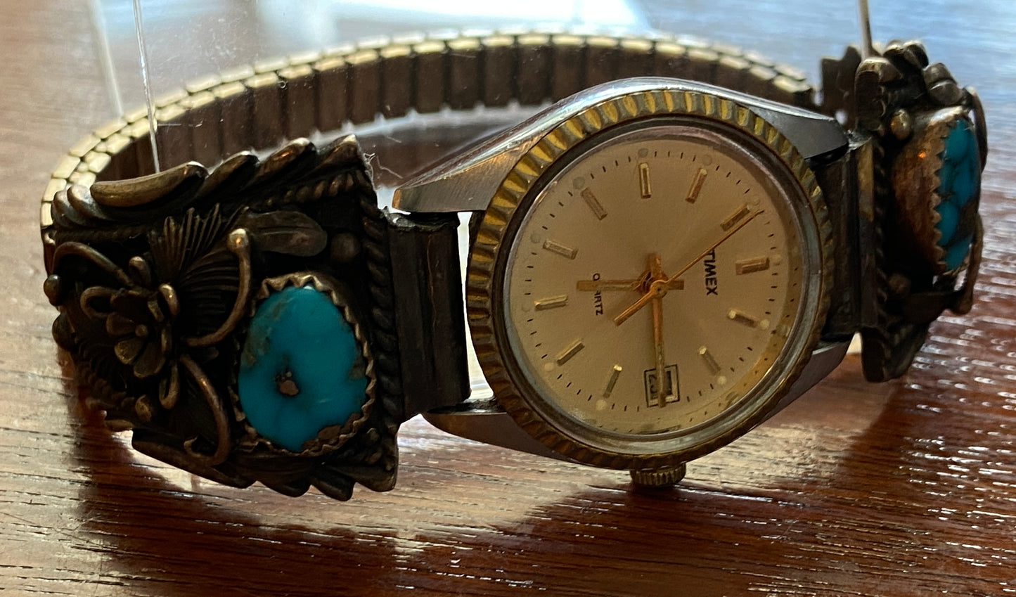 Peterson Johnson Navajo Sterling Silver 925 Turquoise Watch