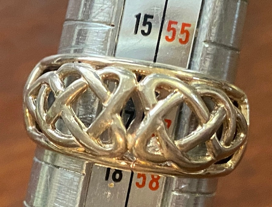 Sterling Silver 925 Wide Woven Knot Band Ring Sz 7.75