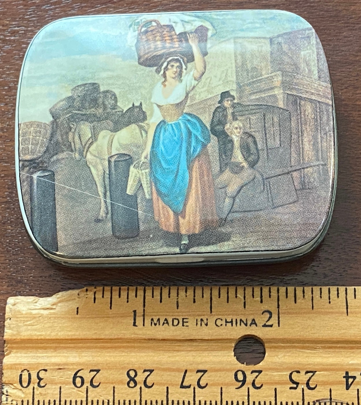 Small Metal Made in England Hinged Trinket Pill Biscuit Box Tin