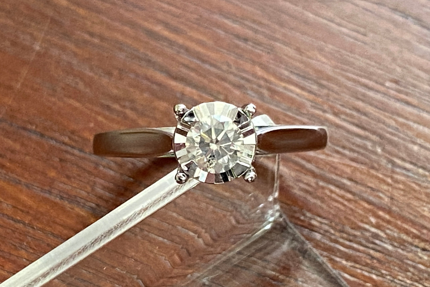 Classic 10k White Gold .25ctw Round Diamond Engagement Ring Sz 6.75