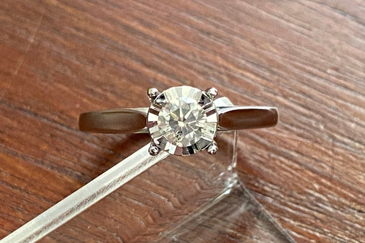 Classic 10k White Gold .25ctw Round Diamond Engagement Ring Sz 6.75