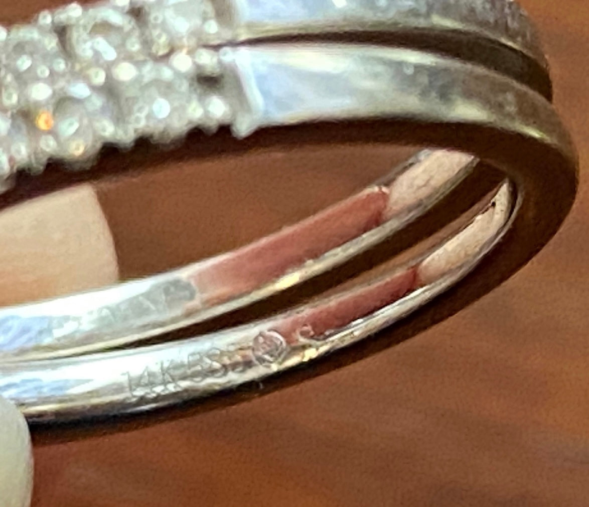Rogers & Hollands 14k White Gold 1/2ct Princess Cut Wedding Set Sz 4