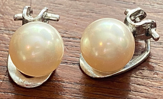 High Quality Sterling Silver 925 Faux Pearl Clip on Earrings