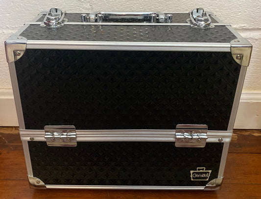 Caboodles Lovestruck Black 12" Ultimate Makeup Train Case Locking w Keys