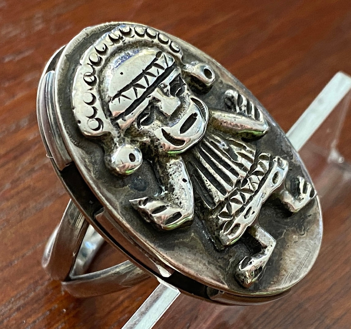 Signed Sterling Silver 925 Native American Figure Large Ring Sz 9.75