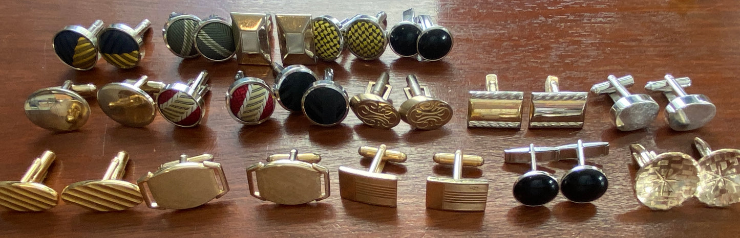 Vintage to Now Cufflink Lot Midcentury MCM Gold Silver Tone