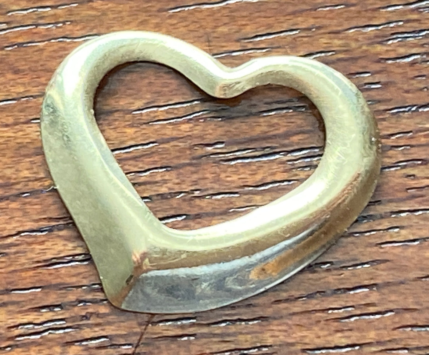 14k Yellow Gold Open Heart Pendant Charm Signed SRB