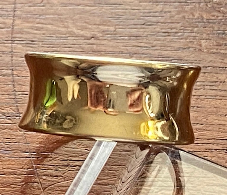 14k Yellow Gold Italy Signed EG Ring Sz 8.75 Wide Rolled Edge