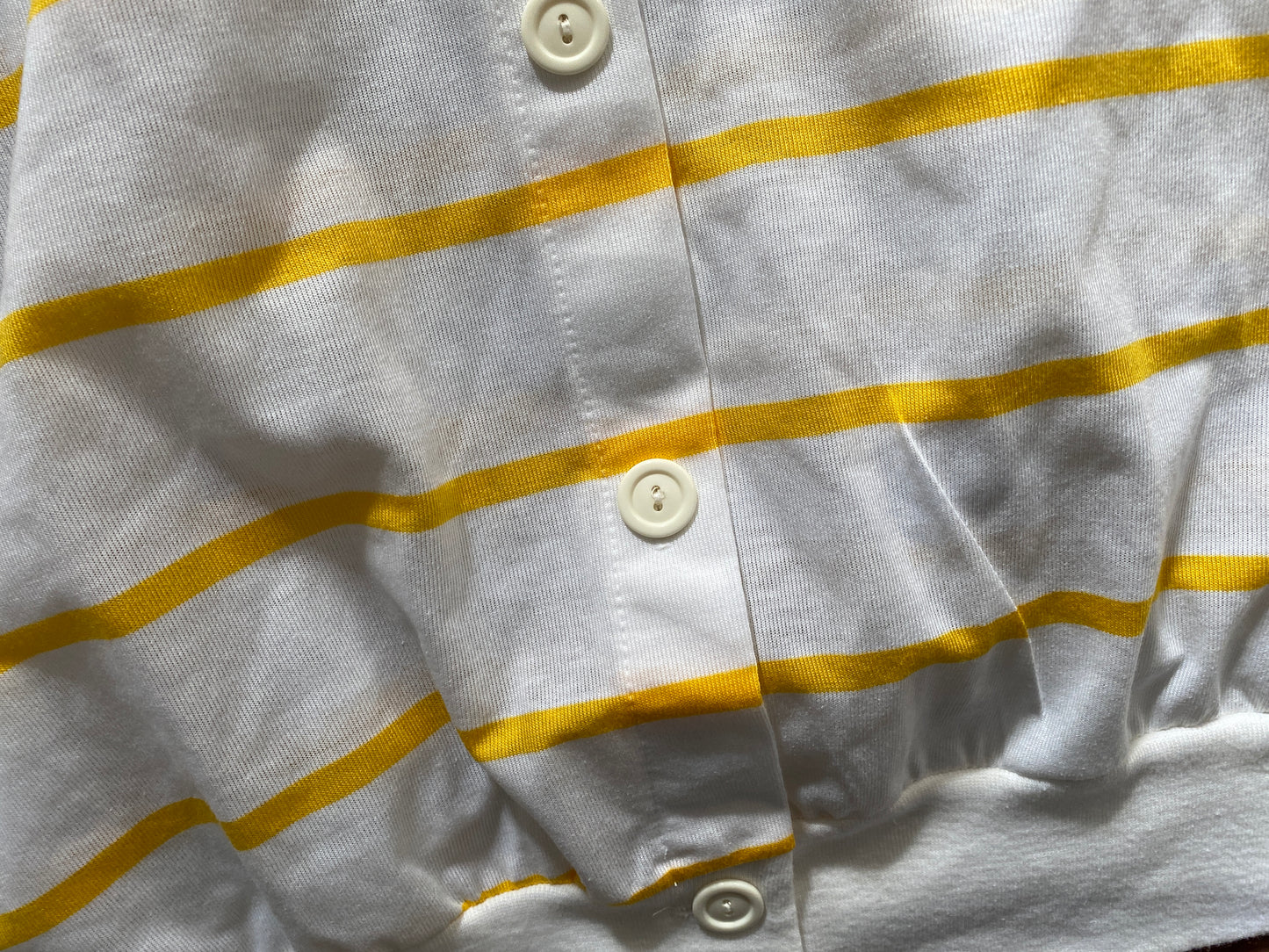 Vintage America America White Yellow Striper Mens Shirt
