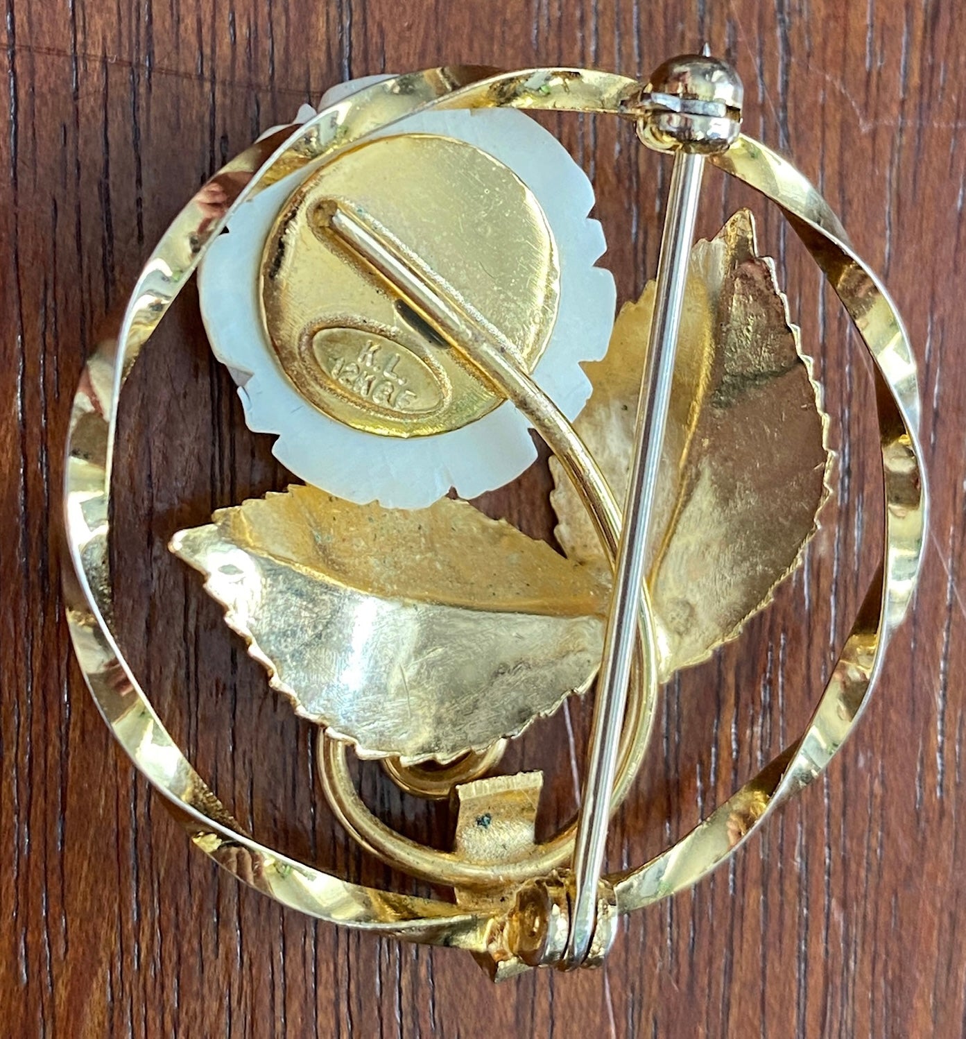 Karen Lynne 3 Piece Set 12k Gold Filled Rose Bracelet Brooch Pendant
