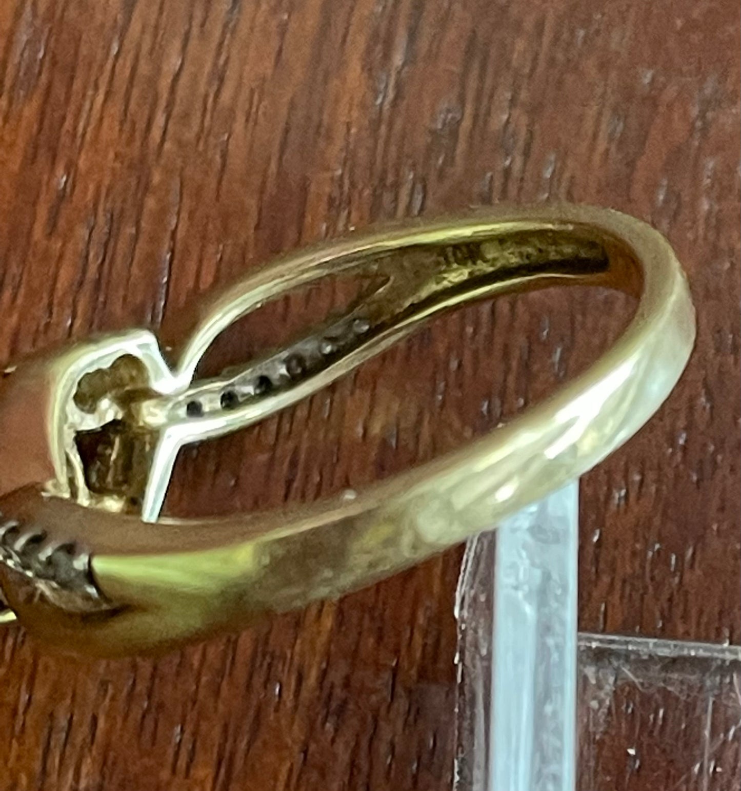 10k Yellow Gold 1/3ctw Diamond 3 Stone Ring Sz 7 - 2.7g love lives forever