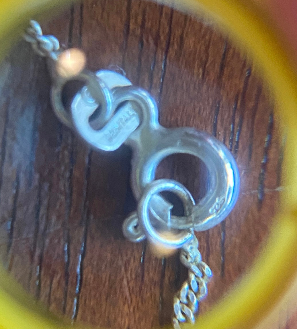 Sterling Silver 925 Barrel Slide Bead Filigree Necklace 18" Long