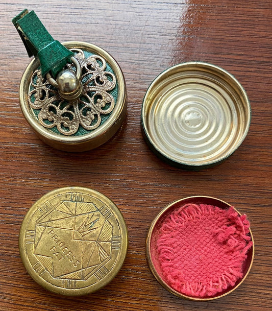 Lot of 2 Vintage Small Cosmetic Powder Tins Princess Pat Rouge