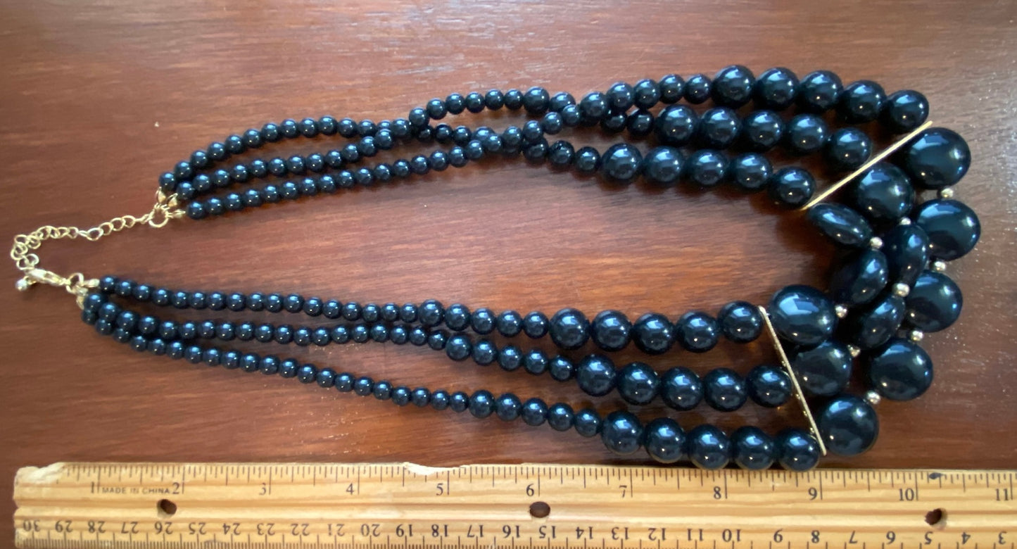 Set of 2 Matching Black White Graduating Statement Necklaces
