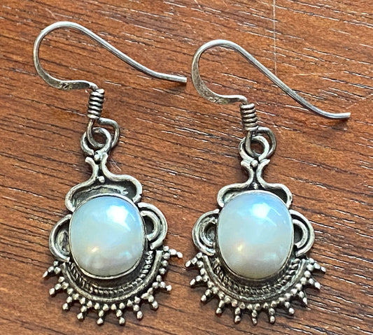 Sterling Silver 925 Baroque Pearl Drop Dangle Earrings