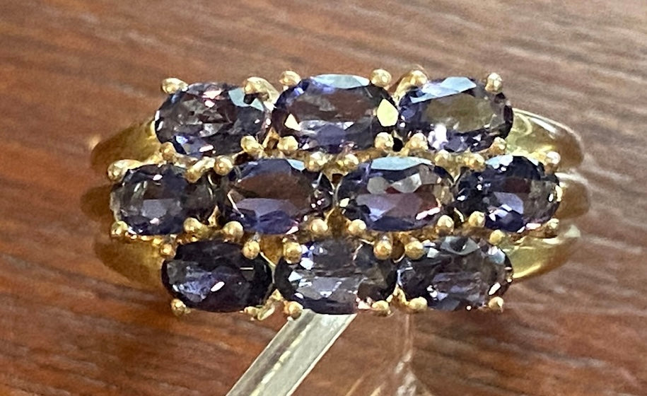 Sterling Silver 925 Amethyst Cluster Ring Sz 8