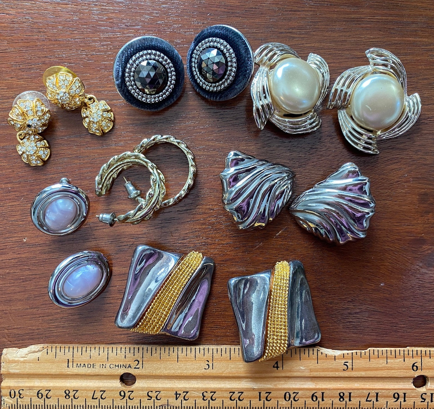 Vintage to Now Earrings lot Silver Gold Black Cabochon Faux Pearl