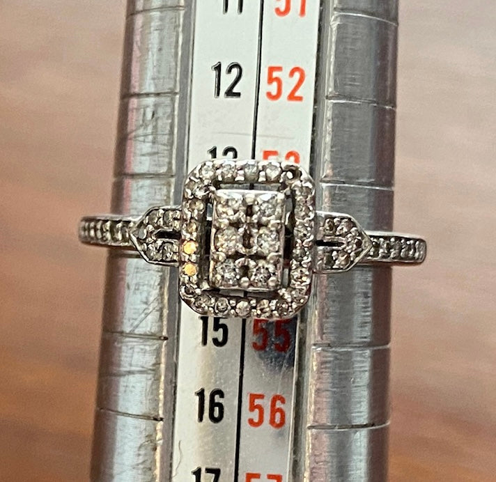 Keepsake 10k White Gold 1/4ct tw Diamond Engagement Ring Sz 6.5 - 6.75 Art Deco