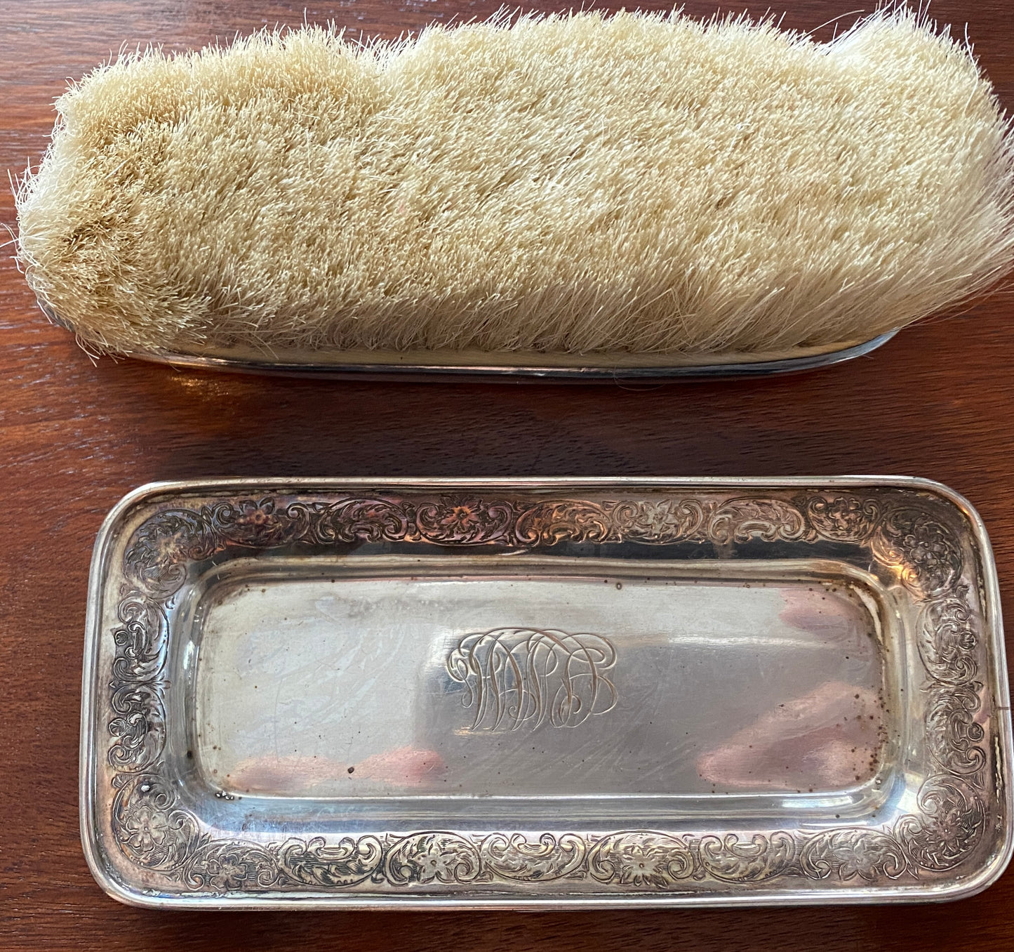 Antique Sterling Silver 925 Brush & Tray Vanity Set Chester Billings & Son