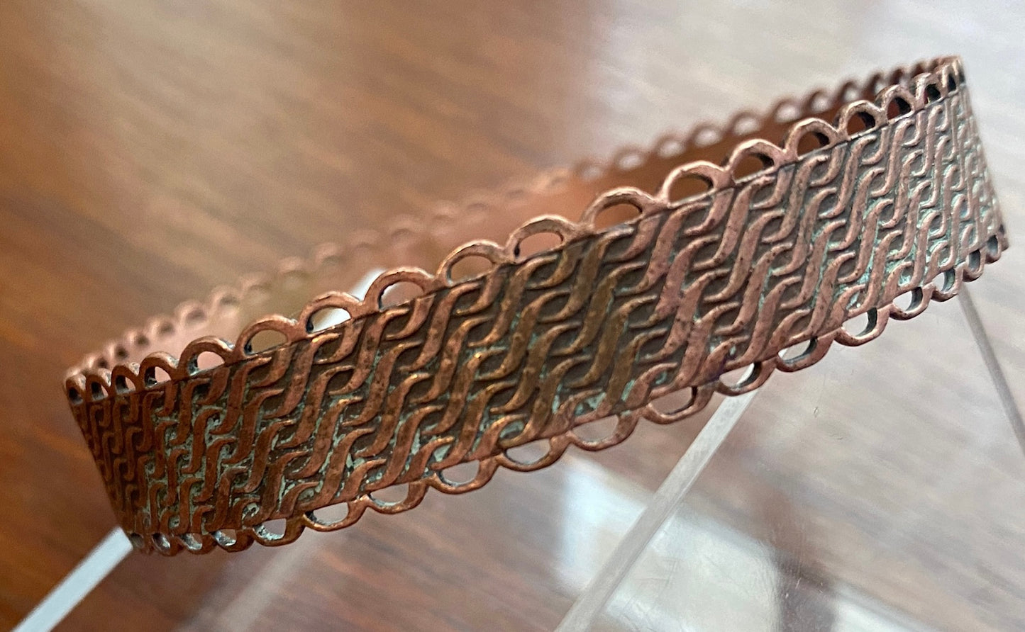 Copper Bangle Bracelet Patterned