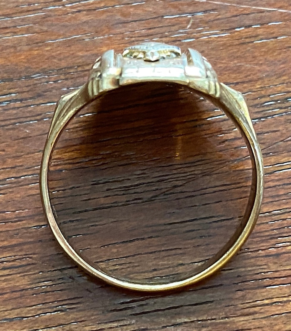 Antique 10k Yellow Gold Class School Ring Diamond Accent Sz 6