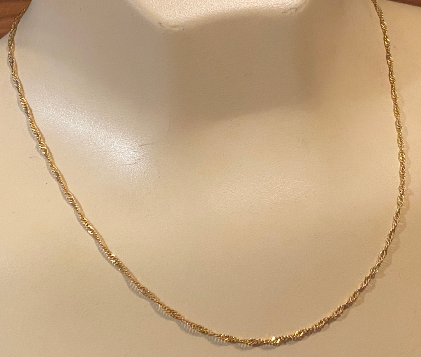 Gold Plate Sterling Silver 925 Rope Twist Chain Necklace 18" Long