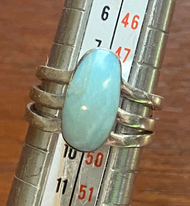 Sterling Silver 925 Robin Egg Stone High Cabochon Sz 4.5