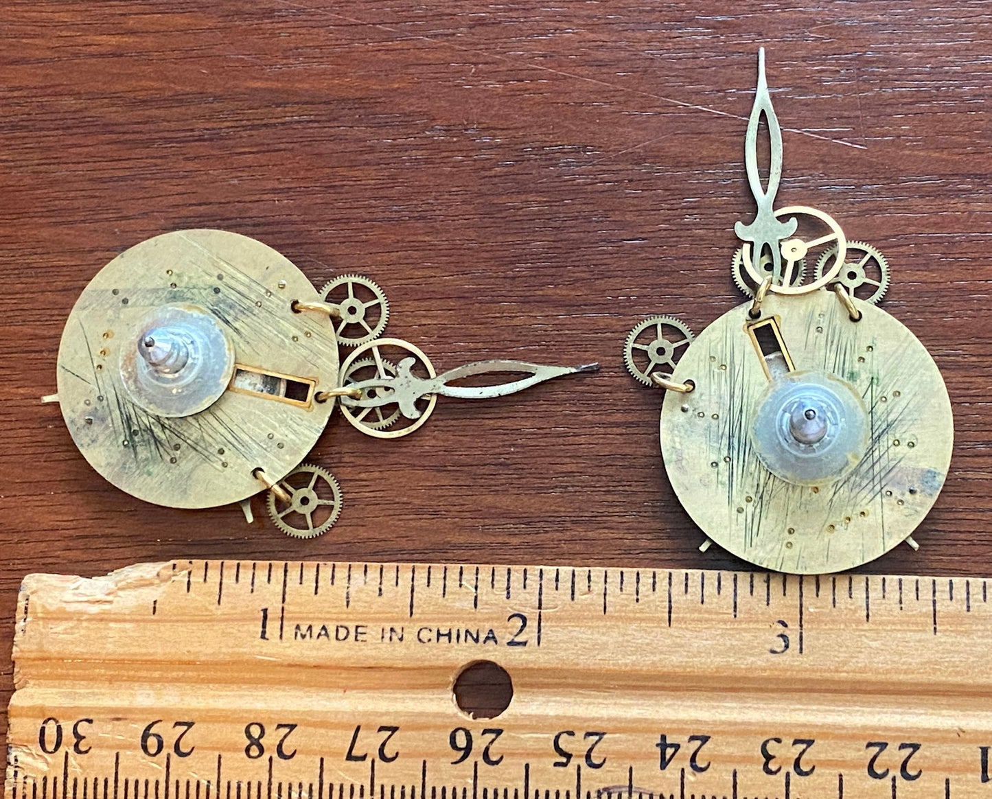 Handmade Watch Clock Face Steampunk Drop Dangly Earrings