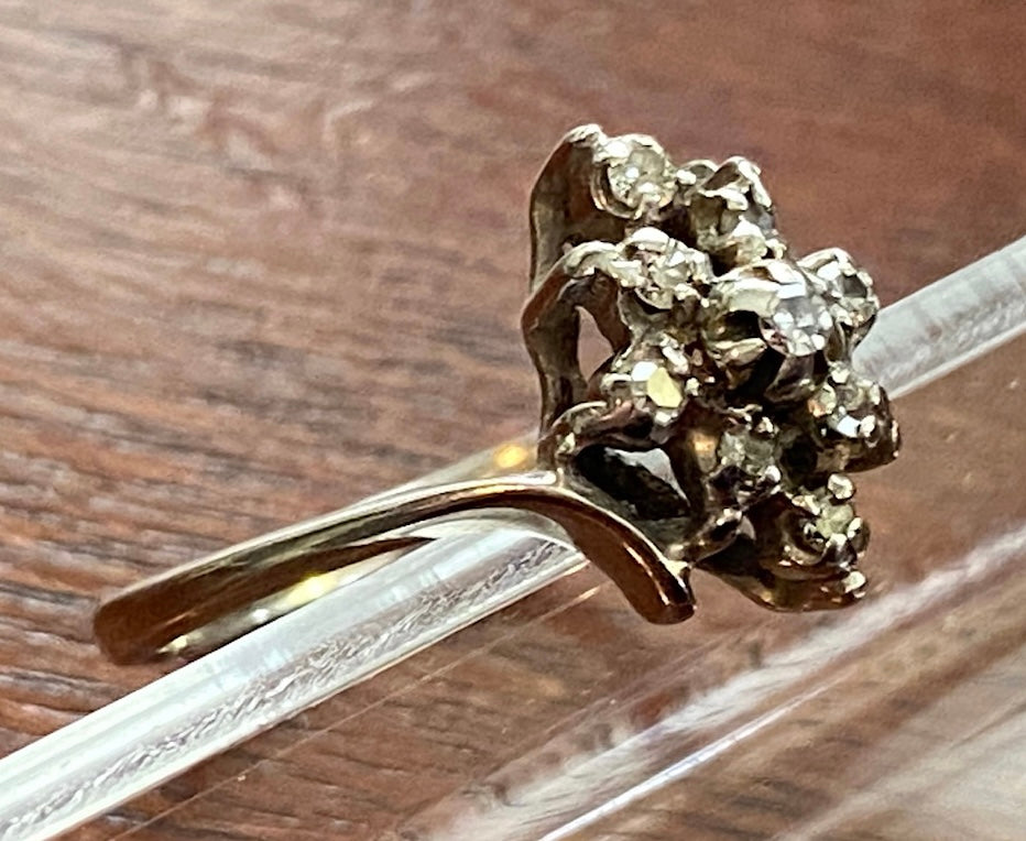 Vintage Signed Trubrite 10k White Gold Diamond Ring Sz 7
