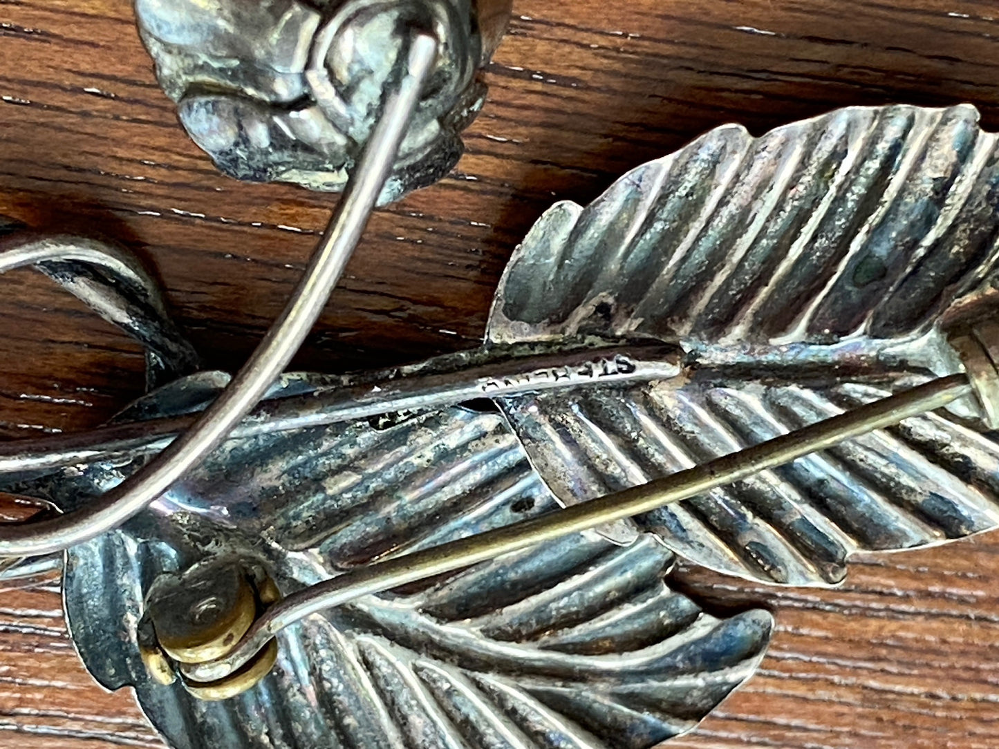Vintage Sterling Silver 925 Flower Leaf Branch Brooch Pin