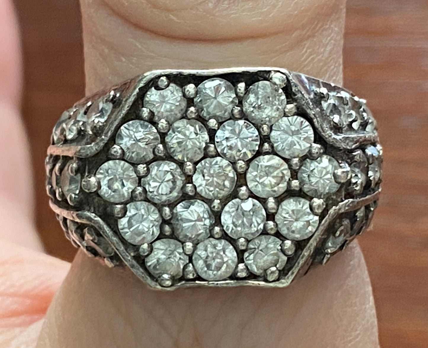 Mens Sterling Silver 925 Pave Cubic Zirconia Ring Sz 8.5