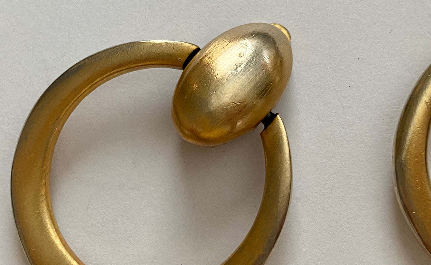 Vintage Gold Tone Metal Door Knocker Clip on Earrings