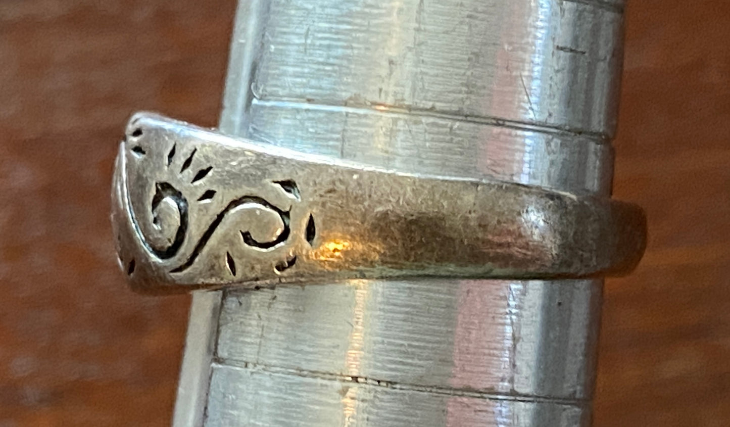 Sterling Silver 925 Engraved Ring Sz 5.25 Adjustable